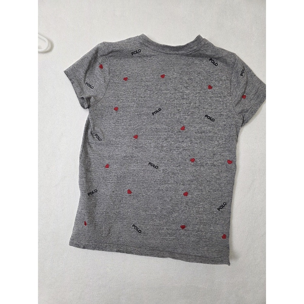 Polo Ralph Lauren Shirt Womens Small Gray Heart Logo Short Sleeve Embroidered - Picture 6 of 11